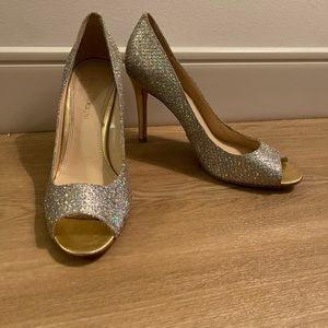 Enzo Angiolini Gold Sparkle Heels